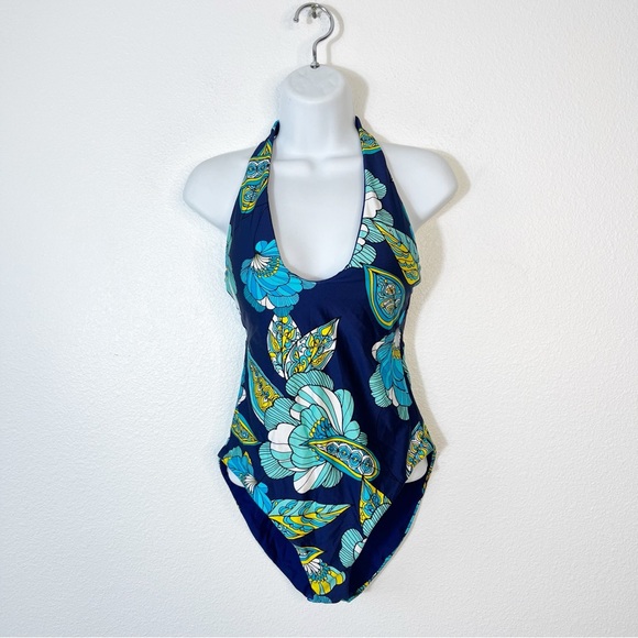 NEW Trina Turk Halter Standard Pirouette Floral One Piece Swimsuit Size 8